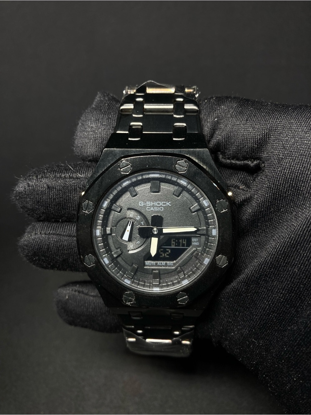 Custom Metal G Shock Black on Black Ga 2100 Model